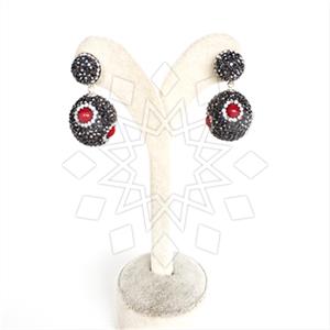 925 Sterling Silver Semi Precious Gems and Crystal  Single Drop Earrings