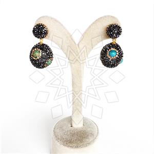 925 Sterling Silver Semi Precious Gems and Crystal  Single Drop Earrings