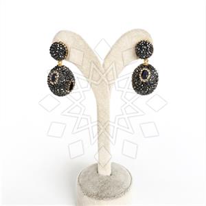 925 Sterling Silver Semi Precious Gems and Crystal  Single Drop Earrings