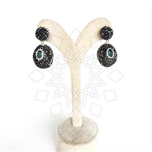 925 Sterling Silver Semi Precious Gems and Crystal  Single Drop Earrings