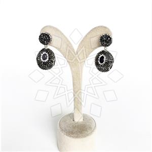 925 Sterling Silver Semi Precious Gems and Crystal  Single Drop Earrings