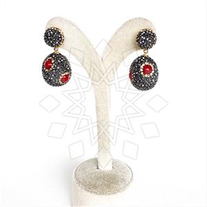925 Sterling Silver Semi Precious Gems and Crystal  Single Drop Earrings