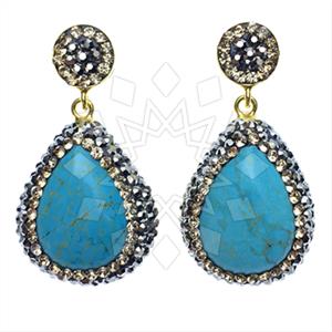 925 Sterling Silver Gem and Crystals Single Drop Earrings