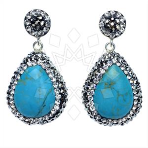925 Sterling Silver Gem and Crystals Single Drop Earrings