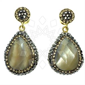 925 Sterling Silver Gem and Crystals Single Drop Earrings
