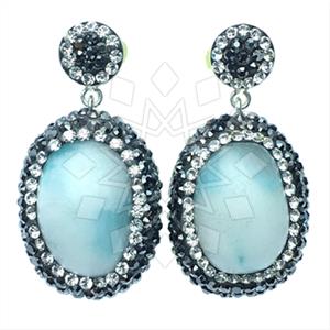 925 Sterling Silver Gem and Crystals Single Drop Earrings