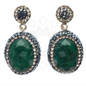 925 Sterling Silver Gem and Crystals Single Drop Earrings