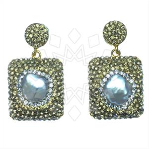 925 Sterling Silver Gem and Crystals Single Drop Earrings