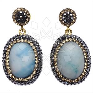 925 Sterling Silver Gem and Crystals Single Drop Earrings