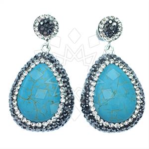 925 Sterling Silver Gem and Crystals Single Drop Earrings