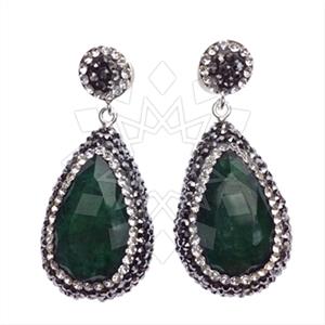 925 Sterling Silver Gem and Crystals Single Drop Earrings