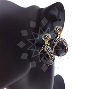 925 Sterling Silver Gem and Crystals Single Drop Earrings