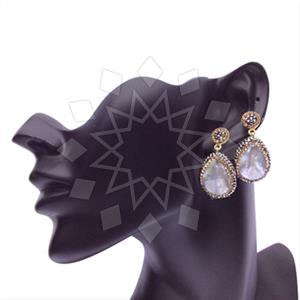 925 Sterling Silver Gem and Crystals Single Drop Earrings