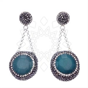 925 Sterling Silver Gem and Crystals Single Drop Earrings