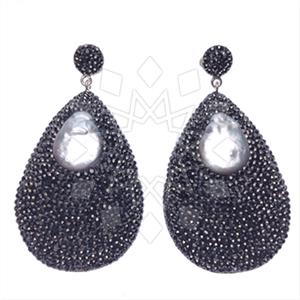 925 Sterling Silver Gem and Crystals Single Drop Earrings