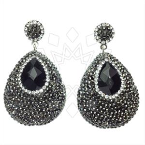 925 Sterling Silver Gem and Crystals Single Drop Earrings