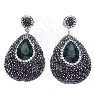 925 Sterling Silver Gem and Crystals Single Drop Earrings