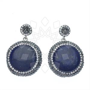 925 Sterling Silver Gem and Crystals Single Drop Earrings