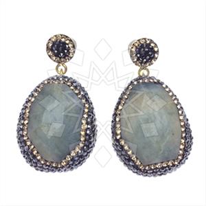 925 Sterling Silver Gem and Crystals Single Drop Earrings