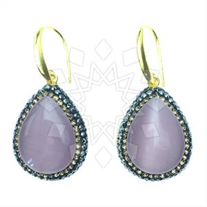 925 Sterling Silver Gem and Crystals Single Drop Earrings