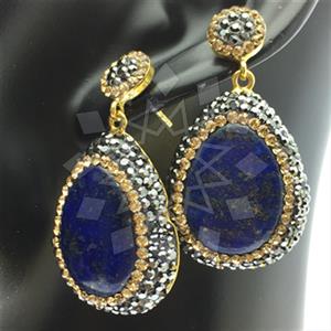 925 Sterling Silver Gem and Crystals Single Drop Earrings