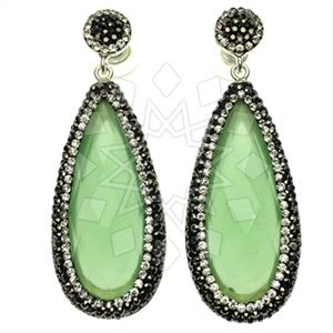 925 Sterling Silver Gem and Crystals Single Drop Earrings