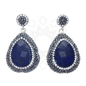 925 Sterling Silver Gem and Crystals Single Drop Earrings