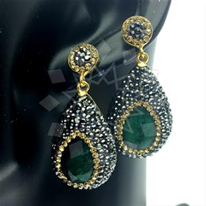 925 Sterling Silver Gem and Crystals Single Drop Earrings