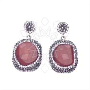 925 Sterling Silver Gem and Crystals Single Drop Earrings