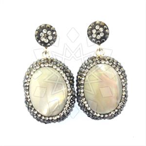 925 Sterling Silver Gem and Crystals Single Drop Earrings