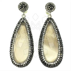 925 Sterling Silver Gem and Crystals Single Drop Earrings