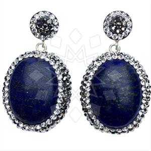 925 Sterling Silver Gem and Crystals Single Drop Earrings
