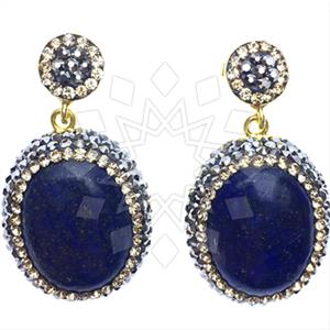 925 Sterling Silver Gem and Crystals Single Drop Earrings