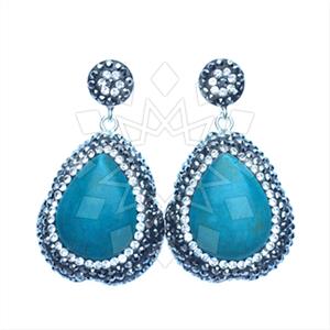 925 Sterling Silver Gem and Crystals Single Drop Earrings