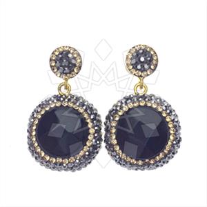 925 Sterling Silver Gem and Crystals Single Drop Earrings