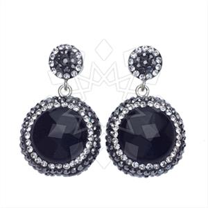 925 Sterling Silver Gem and Crystals Single Drop Earrings