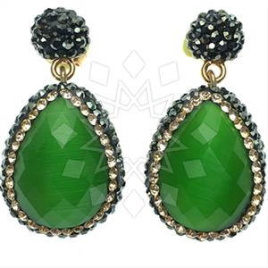 925 Sterling Silver Gem and Crystals Single Drop Earrings