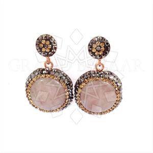 925 Sterling Silver Gem and Crystals Single Drop Earrings