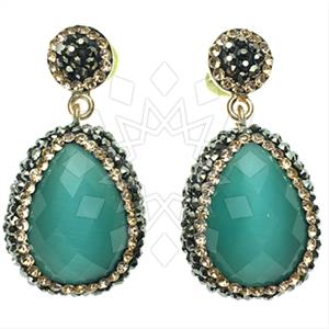 925 Sterling Silver Gem and Crystals Single Drop Earrings