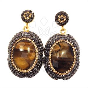 925 Sterling Silver Gem and Crystals Single Drop Earrings