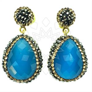 925 Sterling Silver Gem and Crystals Single Drop Earrings