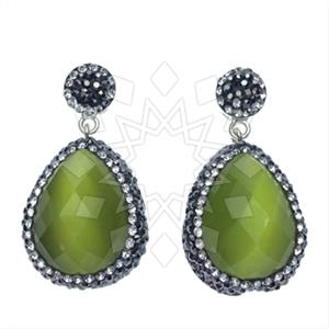 925 Sterling Silver Gem and Crystals Single Drop Earrings