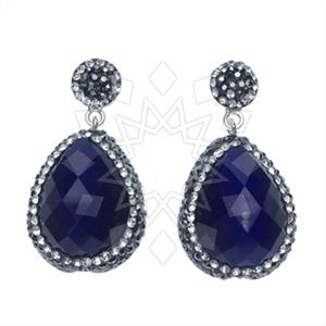 925 Sterling Silver Gem and Crystals Single Drop Earrings