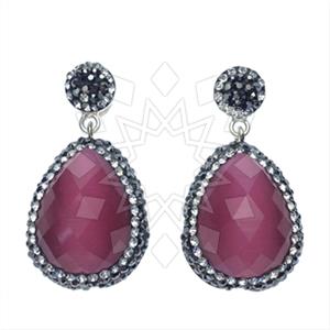 925 Sterling Silver Gem and Crystals Single Drop Earrings