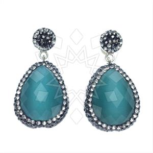 925 Sterling Silver Gem and Crystals Single Drop Earrings