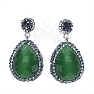 925 Sterling Silver Gem and Crystals Single Drop Earrings