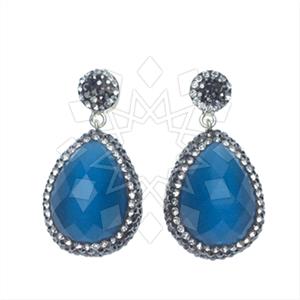 925 Sterling Silver Gem and Crystals Single Drop Earrings