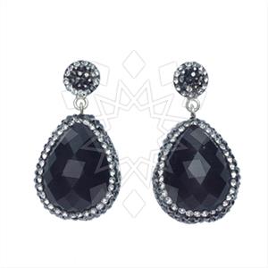 925 Sterling Silver Gem and Crystals Single Drop Earrings