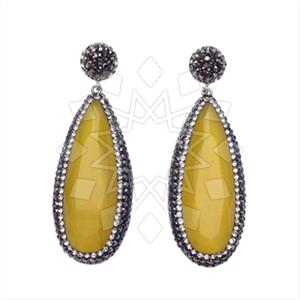 925 Sterling Silver Gem and Crystals Single Drop Earrings