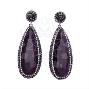 925 Sterling Silver Gem and Crystals Single Drop Earrings